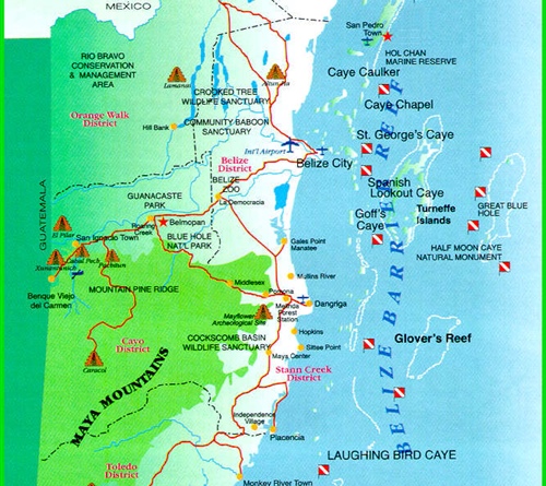 Belize Diving Map